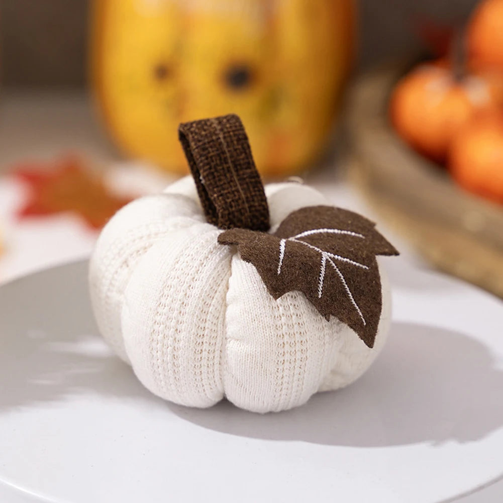 Artificial Pumpkin Knitted Soft Wool Pumpkin Ornaments Reusable For Home Thanksgiving Harvest Party Halloween Decorations