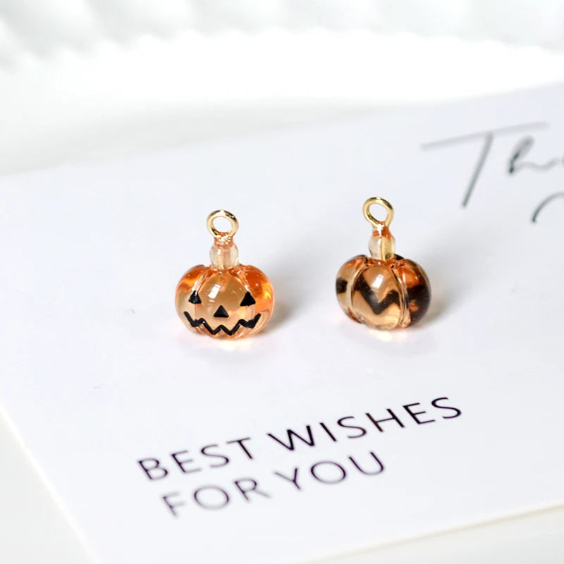 Mini Halloween Pumpkin Resin Charms (4pcs/Pack) – DIY Jewelry Accessories