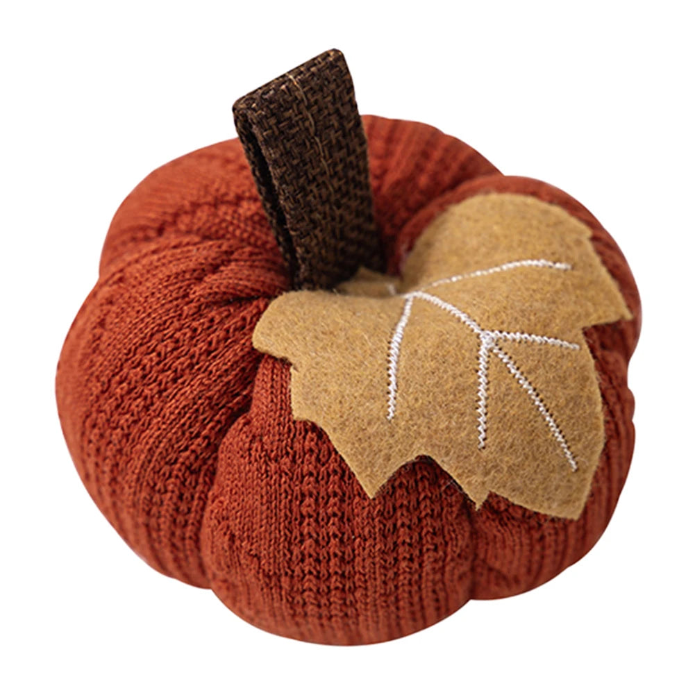 Artificial Pumpkin Knitted Soft Wool Pumpkin Ornaments Reusable For Home Thanksgiving Harvest Party Halloween Decorations