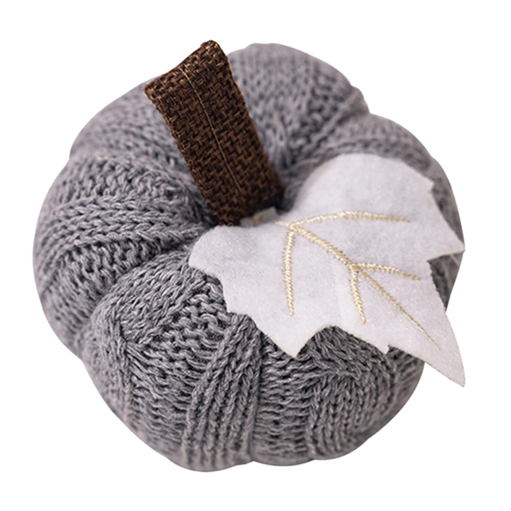 Artificial Pumpkin Knitted Soft Wool Pumpkin Ornaments Reusable For Home Thanksgiving Harvest Party Halloween Decorations