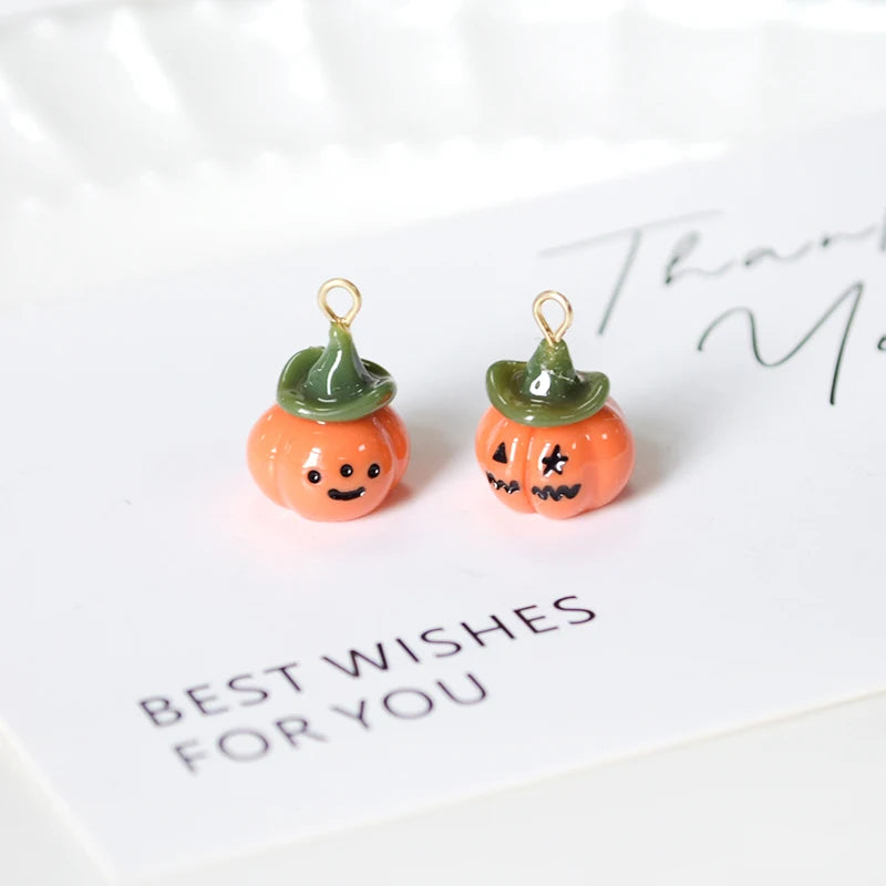 Mini Halloween Pumpkin Resin Charms (4pcs/Pack) – DIY Jewelry Accessories