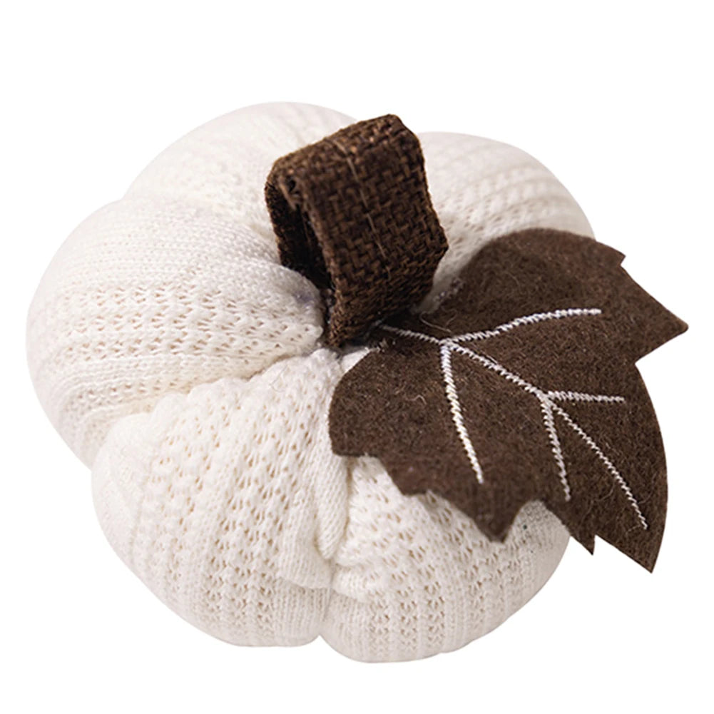Artificial Pumpkin Knitted Soft Wool Pumpkin Ornaments Reusable For Home Thanksgiving Harvest Party Halloween Decorations