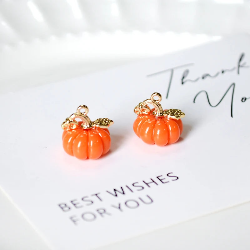 Mini Halloween Pumpkin Resin Charms (4pcs/Pack) – DIY Jewelry Accessories