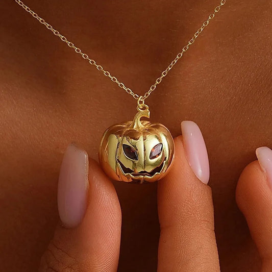 Dainty Gold Plated Stainless Steel Pumpkin Delicate Chain Minimalist Simple Halloween Jewelry Best Friend Jewelry Gifts