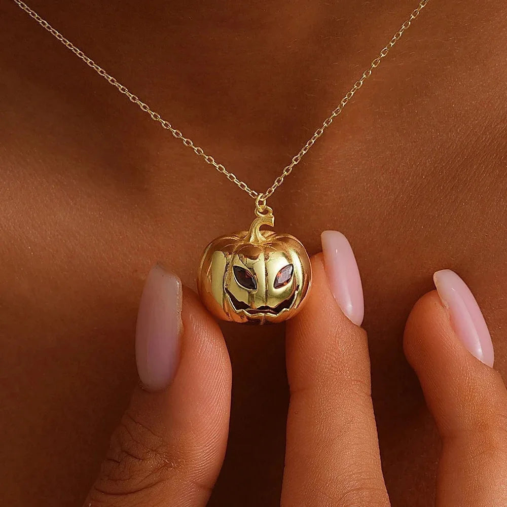 Dainty Gold Plated Stainless Steel Pumpkin Delicate Chain Minimalist Simple Halloween Jewelry Best Friend Jewelry Gifts