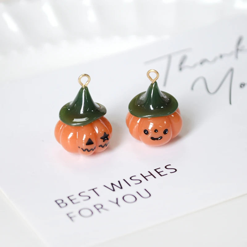 Mini Halloween Pumpkin Resin Charms (4pcs/Pack) – DIY Jewelry Accessories